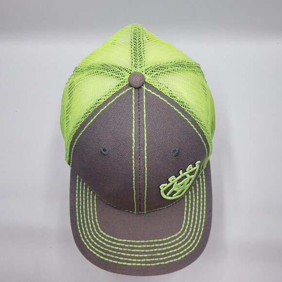 Ariat Snap Back Mesh Back Hat Adjustable Embroidered Logo Green Gray - Picture 5 of 16